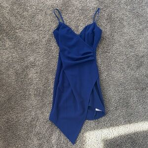 Elegant Blue Women's Wrap Dress